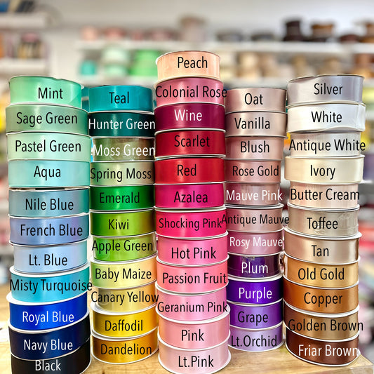 *SALE* Satin Ribbon 1.5” 50 yards per roll Single Face