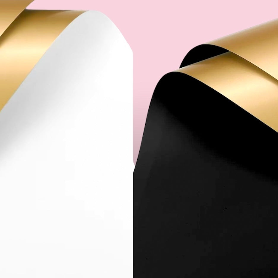 *SALE* White and Black with Gold Korean Wrapping Paper