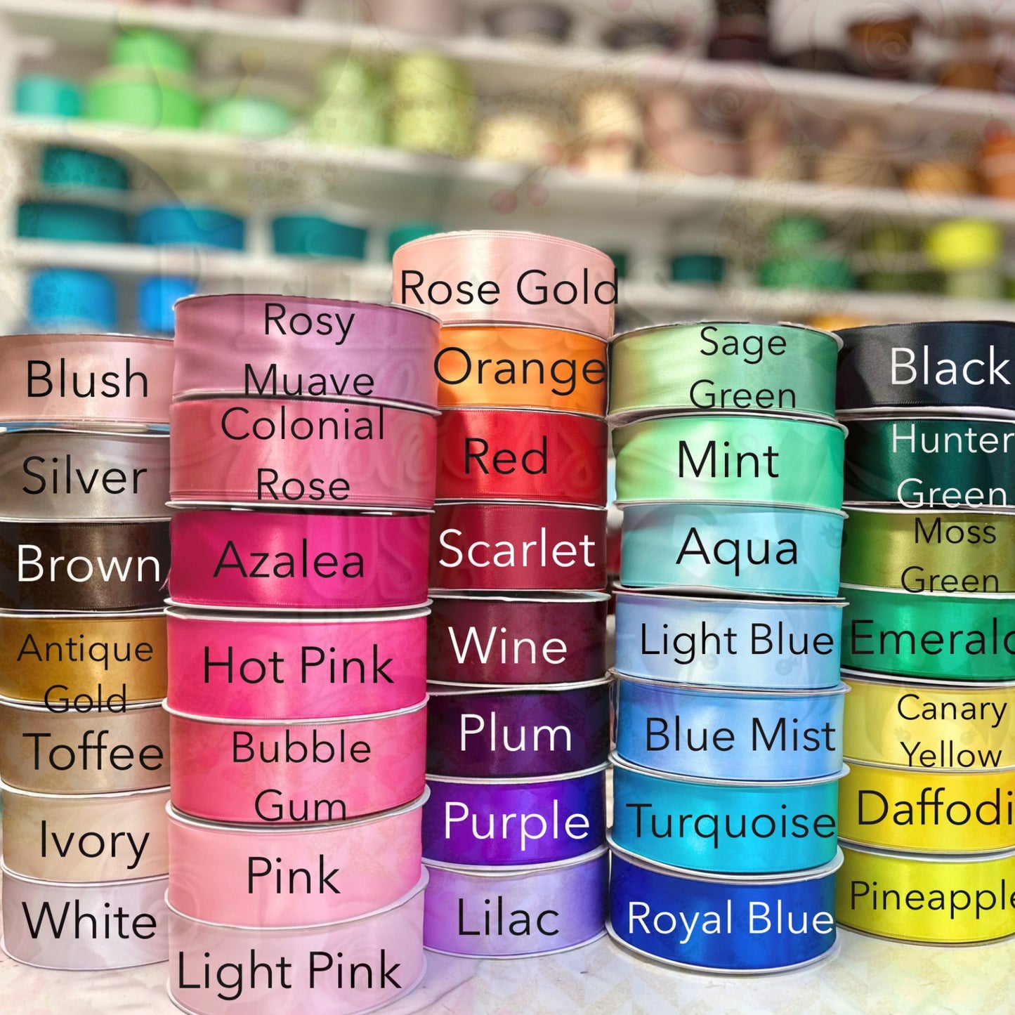 *SALE* Satin Ribbon 1.5” 50 yards per roll Single Face